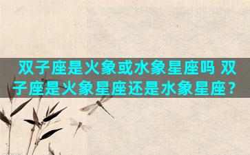 双子座是火象或水象星座吗 双子座是火象星座还是水象星座？